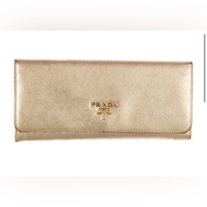 PRADA saffiano lux leather continental wallet